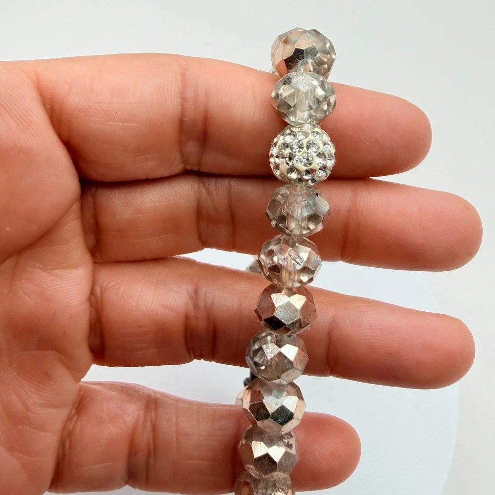 Vintage Y2K Erimish Silver Tone Stretch Beaded Bracelet Women's Classic Jewelry‎